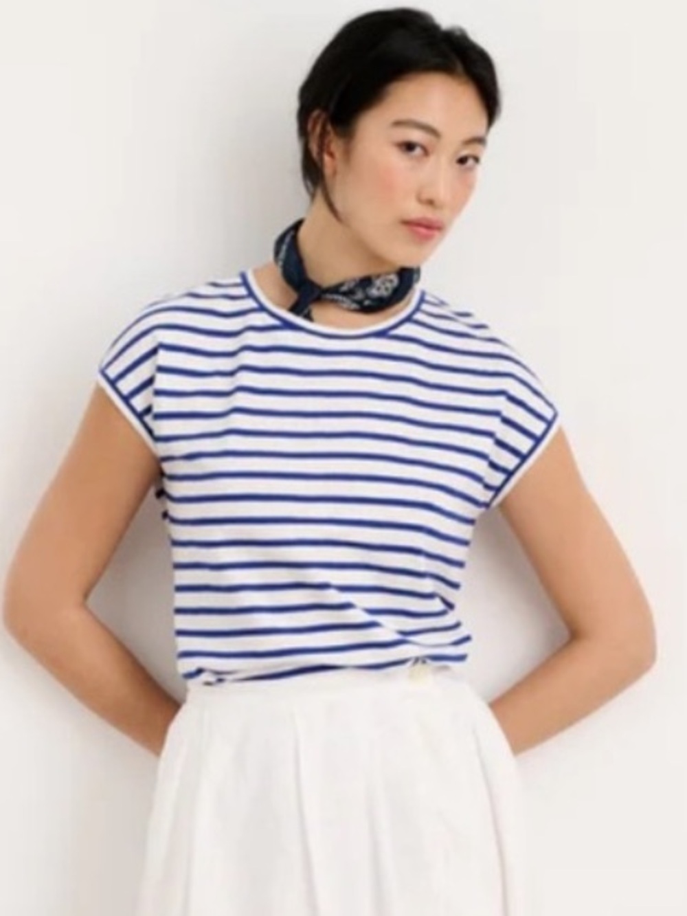 Alex Mill Top Dave Striped Cap Sleeve Tee Cotton Casual Nautical Preppy Small